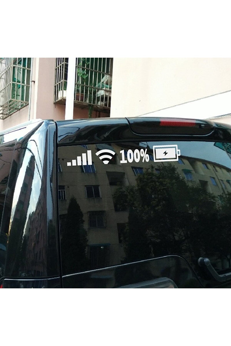 Araba Cam Sticker Çıkartma, XY Wifi Pil Seviyesi 30 x 3.6 cm - Beyaz