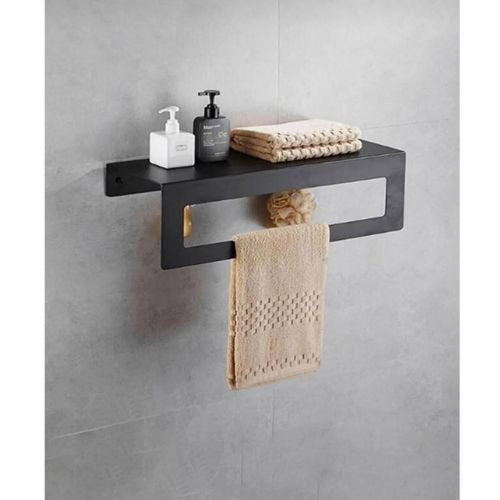 Metal Havlu Rafı Otel Ev Banyo Havlu Askısı Havluluk 30x10 cm, Siyah