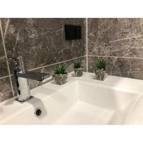 3’lü Yapay Yeşillik Çiçek Çakıl Taşlı Saksıda Banyo Ofis Ev Dekorasyon 6 x 10 cm