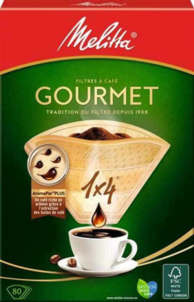 Melitta 1x4 Gourmet Filtre Kağıdı, Beyaz