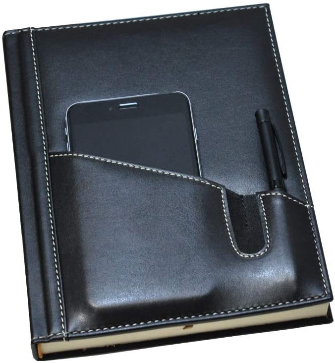 Evgaraj Tarihsiz Ajanda/Defter 17x24 Çizgili 160 Yaprak Ivory Kağıt Telefon Kılıflı, Siyah