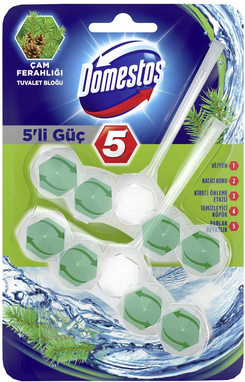 2 Adet Domestos 5'li Güç Çam Ferahlığı Tuvalet Bloğu Duopack