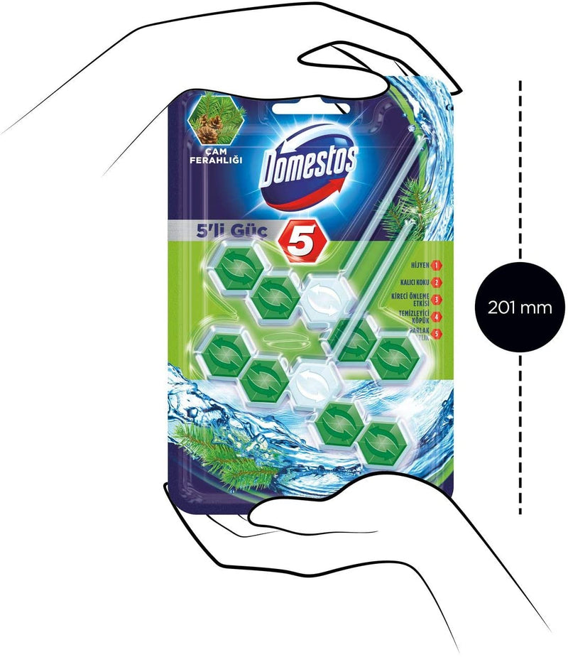 2 Adet Domestos 5'li Güç Çam Ferahlığı Tuvalet Bloğu Duopack