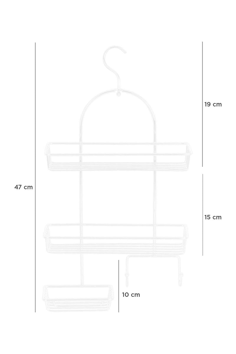3 lü Askılı Duş Rafı Banyo Rafı Banyo Düzenleyici Beyaz